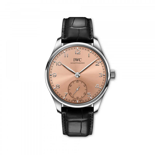 IWC SCHAFFHAUSEN ADDS A NEW VERSION OF THE PORTUGIESER AUTOMATIC 40 WITH A SALMON-COLOURED DIAL TO THE COLLECTION