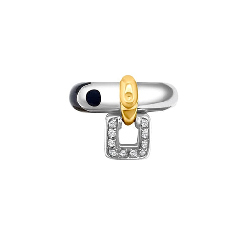Cooper Jewelers 0.10 Carat Diamond And Onyx 18kt White Gold