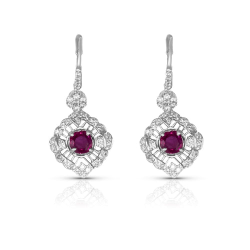 Cooper Jewelers 1.25 Carat Red Ruby Diamonds Earring