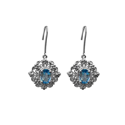 Cooper Jewelers 10kt White Gold Blue Topaz Dangles Earring