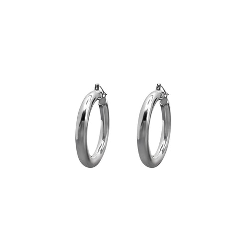 Cooper Jewelers 14kt White Gold Hoop Earring- E383 Earrings