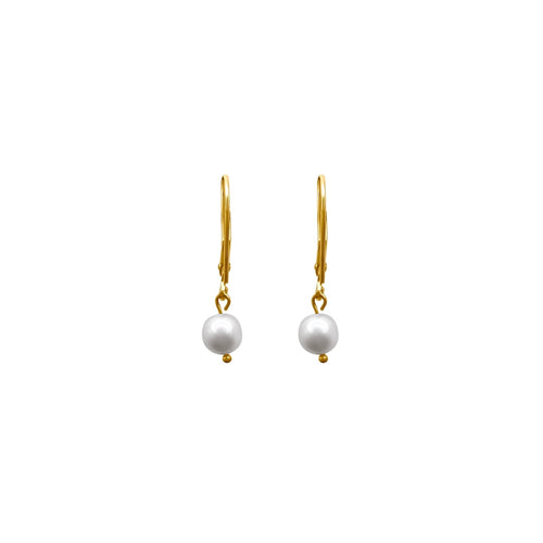 Cooper Jewelers 14kt Yellow Gold Pearl Leverback Earring