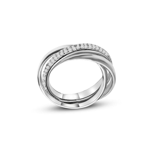 Cooper Jewelers Three Row Crossover Pave Diamond Band