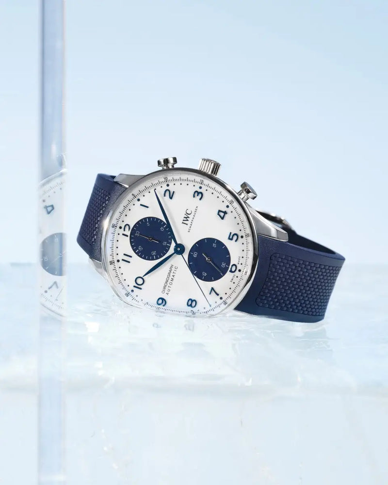 IWC PRESENTS TWO ICONIC PORTUGIESER MODELS WITH CONTRASTING WHITE AND BLUE DIALS