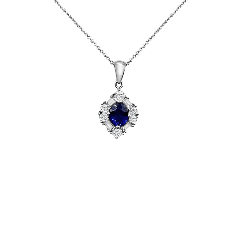Cooper Jewelers 1.00 Carat Blue Sapphire And.70 Bageutte