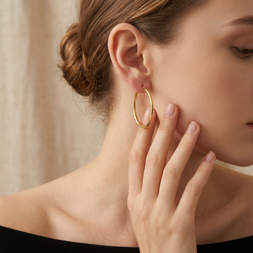 1 1/4 Inch 14kt Yellow Gold Hoop Earrings