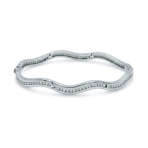 1.15 Carat Round Cut Diamond 14kt Channel Set Wave Bracelet