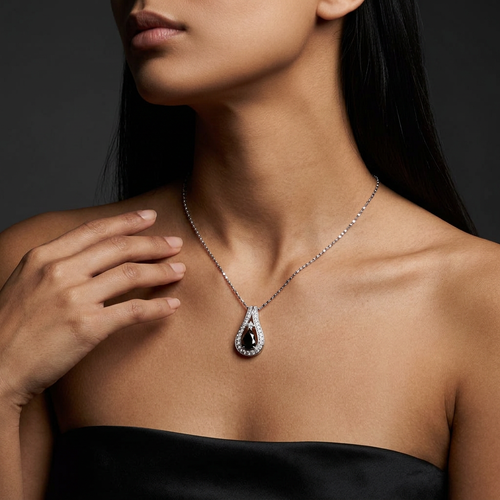 1.20 Carat Blue Sapphire And .30 Carat Round Cut Diamond 18kt Pendant