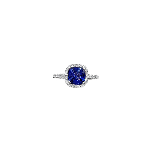 Cooper Jewelers 1.22 Carat Ceylon Sapphire And.50 Round Cut