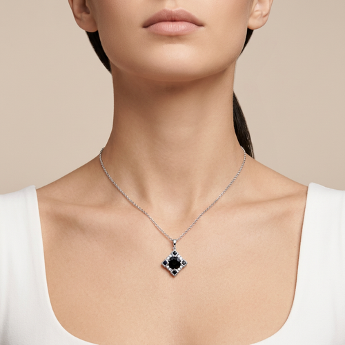 1.65 Carat Blue Sapphire And 0.12 Carat Round Cut Diamond 14kt Pendant