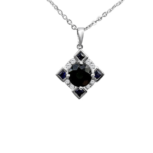 Cooper Jewelers 1.65 Carat Blue Sapphire And 0.12 Round Cut