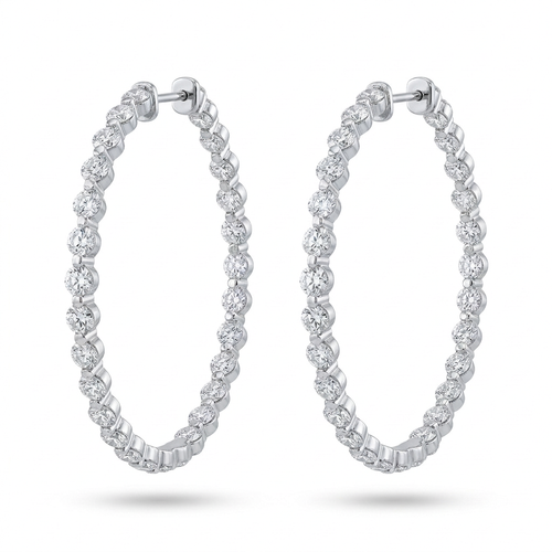 10.00 Carat Round Cut Diamond 14kt Hoop Earrings