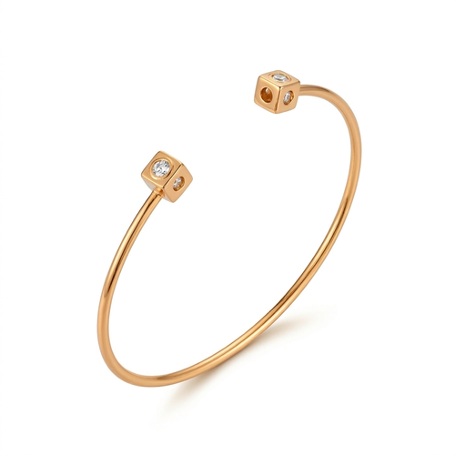 .18 Carat Round Cut Diamond 18kt Two-Tone Cuff Bangle