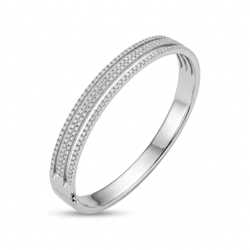 2.06 Carat Round Cut Diamond 18kt Five Row Bangle