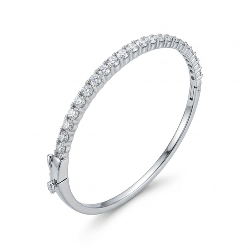 2.82 Carat Round Cut Diamond 14kt Bangle