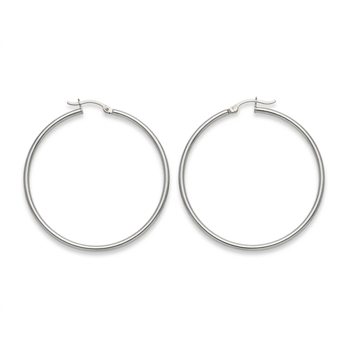2 Inch 14kt White Gold Hoop Earrings