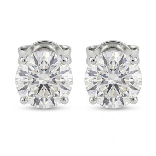3.23 Carat Round Cut Diamond 14kt Stud Earrings