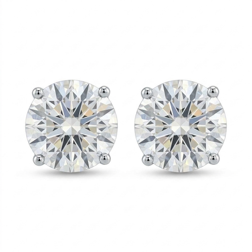 4.77 Carat Round Cut Diamond 14kt Stud Earrings