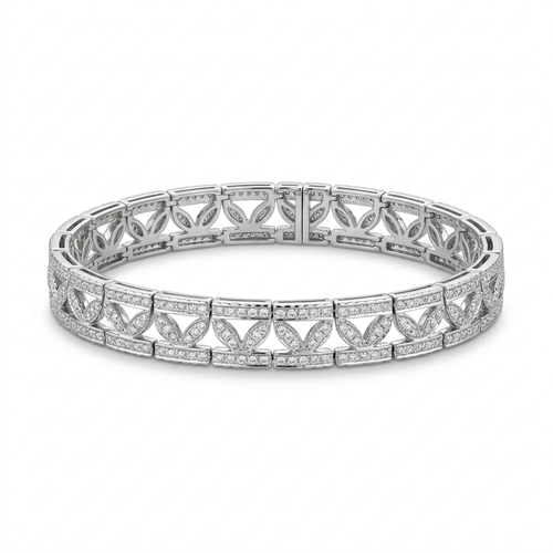 5.00 Carat Round Cut Diamond 18kt Openwork Bracelet