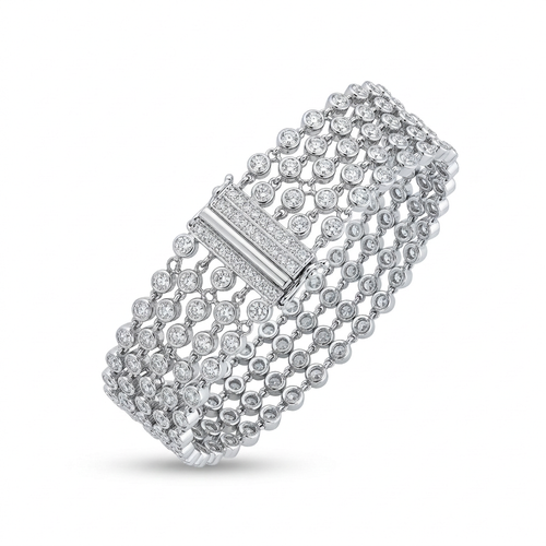 5.52 Carat Round Cut Diamond 18kt Multi Row Bracelet