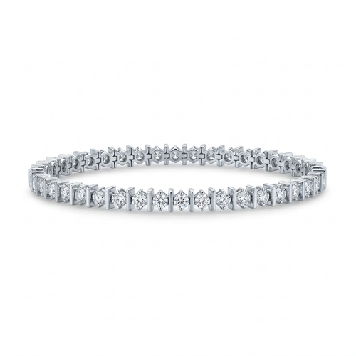 6.35 Carat Round Cut Diamond 14kt Tennis Bracelet