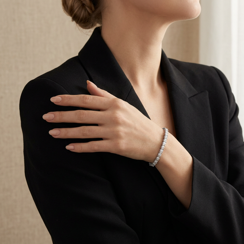 6.35 Carat Round Cut Diamond 14kt Tennis Bracelet