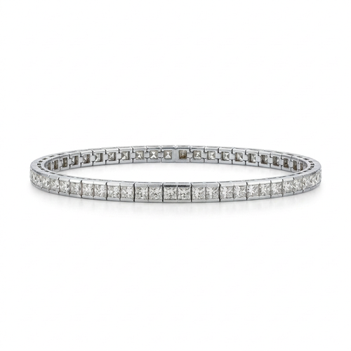6.50 Carat Princess Cut Diamond 14kt Channel Set Tennis Bracelet