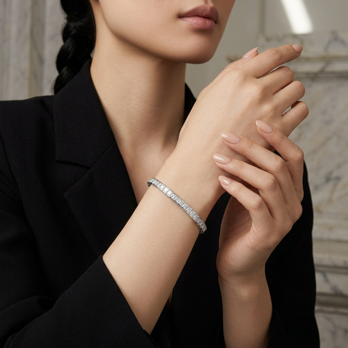 6.50 Carat Princess Cut Diamond 14kt Channel Set Tennis Bracelet