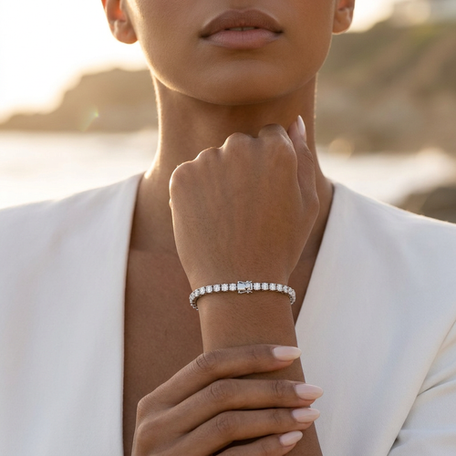 6.50 Carat Round Cut Diamond 14kt Tennis Bracelet