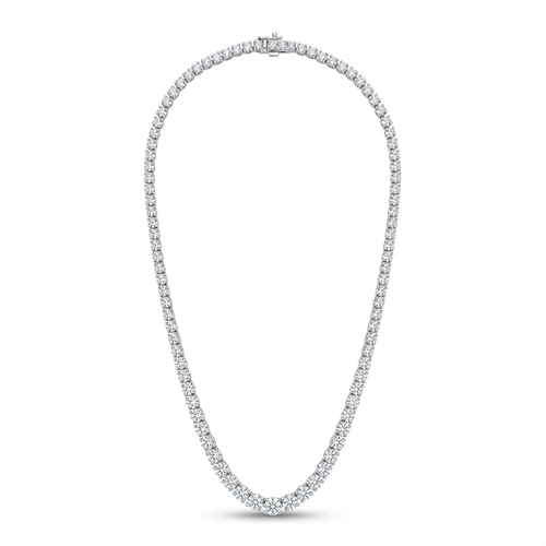 7.04 Carat Round Cut Diamond 18kt Graduated Tennis Necklace
