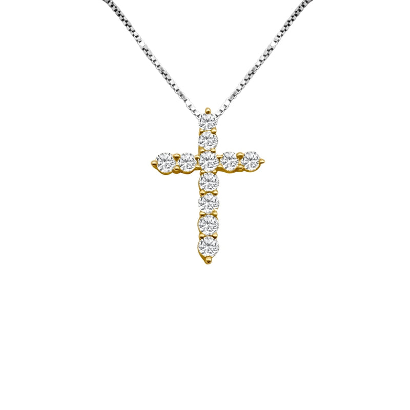 Cooper Jewelers.77 Carat Round Cut Diamond Cross 14kt Yellow