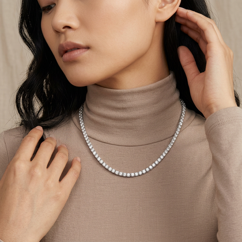 8.00 Carat Round Cut Diamond 14kt Tennis Necklace