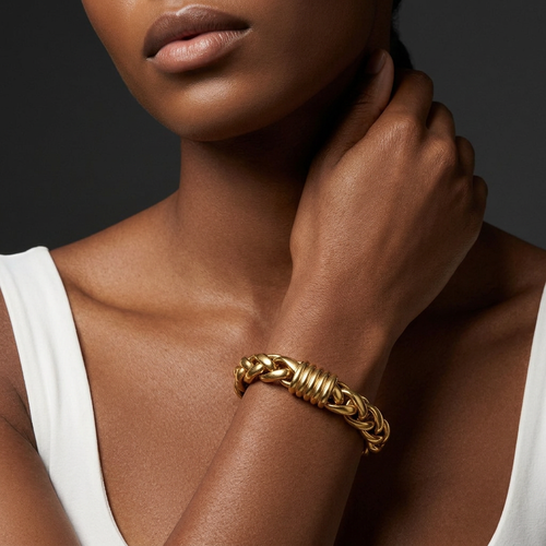 Chimento Wide Woven 18kt Yellow Gold Bracelet