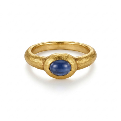 Paola Ferro Cabochon Blue Sapphire 18kt Yellow Gold Bezel Ring