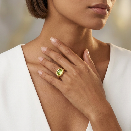 Paola Ferro Cabochon Peridot 18kt Yellow Gold Bezel Ring