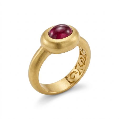 Paola Ferro Cabochon Ruby 18kt Yellow Gold Bezel Ring