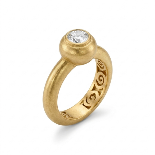 Paola Ferro Old Mine Cut Diamond 18kt Yellow Gold Bezel Ring