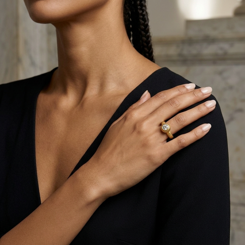 Paola Ferro Old Mine Cut Diamond 18kt Yellow Gold Bezel Ring