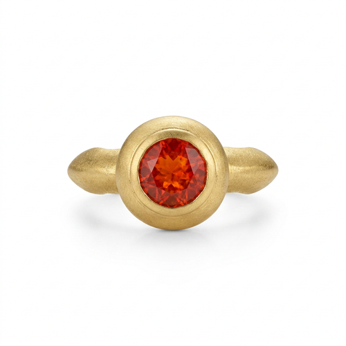 Paola Ferro Old Mine Cut Fire Opal 18kt Yellow Gold Bezel Ring