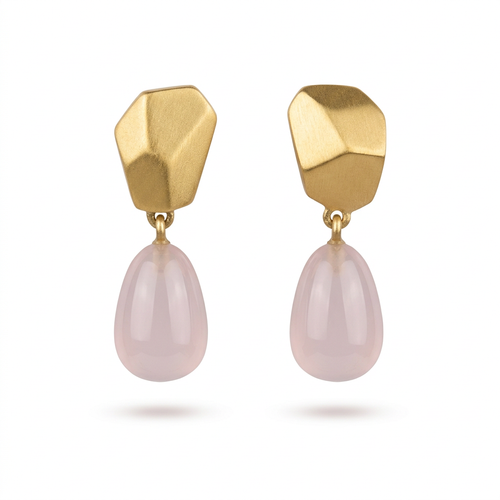 Paola Ferro Pink Moonstone 18kt Yellow Gold Drop Earrings