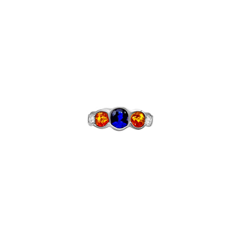 .95 Carat Blue Sapphire And 1.00 Carat Yellow Sapphire And .40 Carat Diamond 14kt Ring
