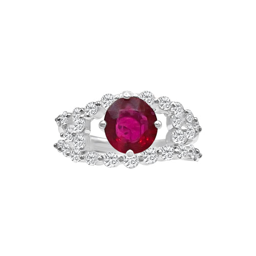 1.75 Carat Oval Cut Ruby And .75 Carat Diamond 18kt Ring