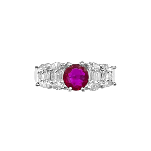 .90 Carat Oval Cut Ruby And .75 Carat Diamond Platinum Ring