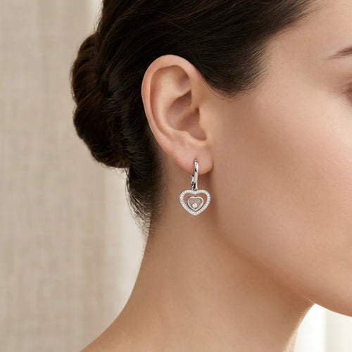 Happy Hearts White Gold Diamond Earrings - 837482-1002