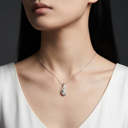 .46 Carat Round Cut Diamond 14kt White Gold Necklace