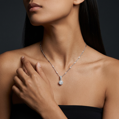 .54 Carat Round Cut Diamond 18kt White Gold Necklace
