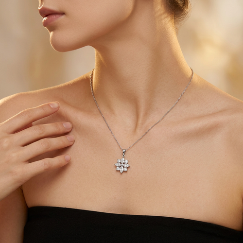 .71 Carat Marquise And Round Cut Diamond 18kt White Gold Necklace