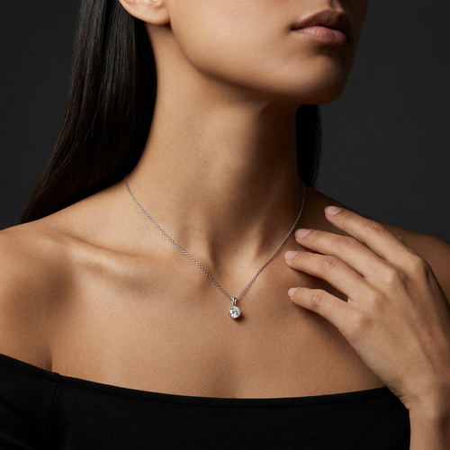 .73 Carat Radiant And Round Cut Diamond 14kt White Gold Necklace