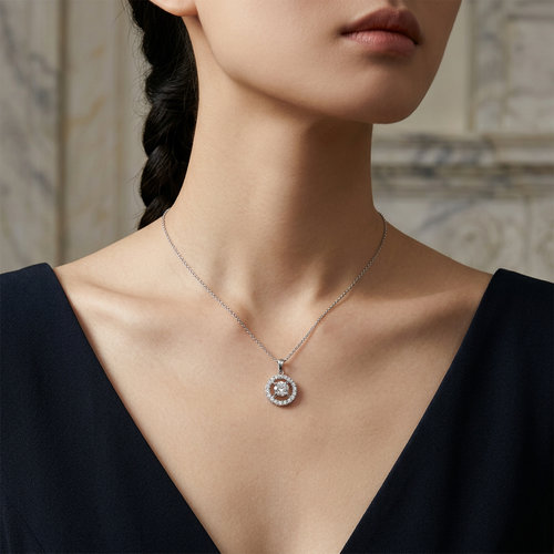 .77 Carat Round Cut Diamond 14kt White Gold Necklace