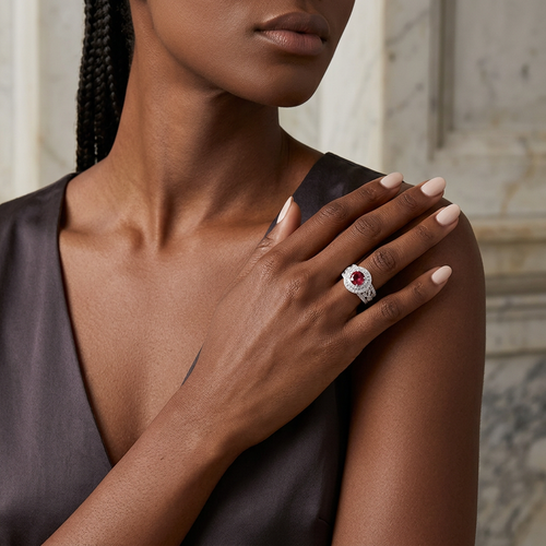 1.20 Carat Round Cut Ruby And .89 Carat Round Cut Diamond 18kt Ring